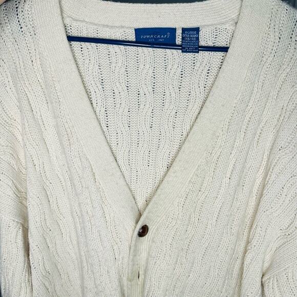 Vintage 80s Towncraft Acrylic Slouchy Cabled Oversized Cardigan Grande Size XL - Picture 6 of 8